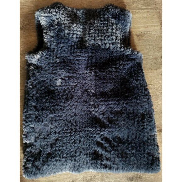 Love Token Faux Fur Vest Womens S Indigo Blue Sleeveless Jacket Groovy Long Wrap - Picture 2 of 11
